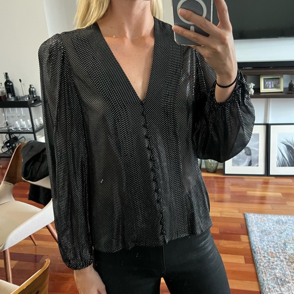 Iro Black and Silver Metallic Blouse - Picture 1 of 6